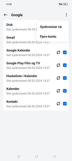 Velg Synkroniser nå