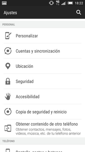 Desplácese y seleccione Seguridad