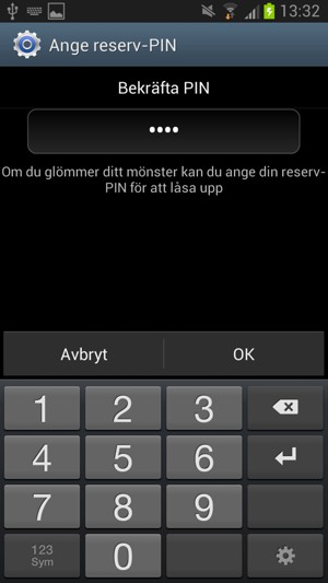 Bekräfta din säkerhetskopia-PIN och välj OK
