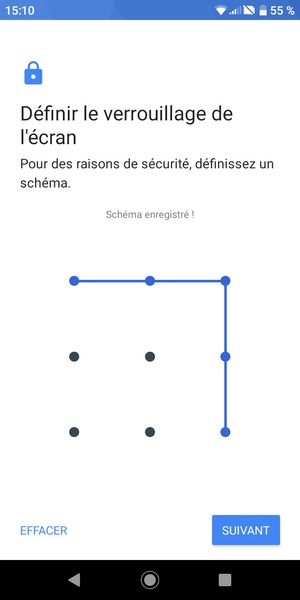 Dessinez un motif de déverrouillage et sélectionnez SUIVANT