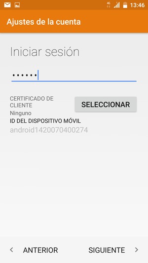 Introduzca su contraseña y seleccione SIGUIENTE