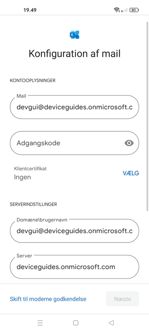 Indtast din adgangskode
