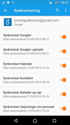Kontroller at Synkroniser Kontakter er valgt