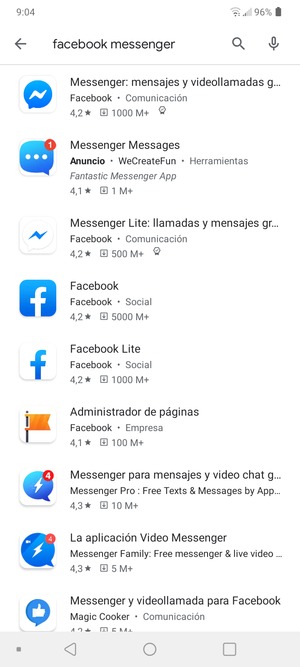 Seleccione la aplicación