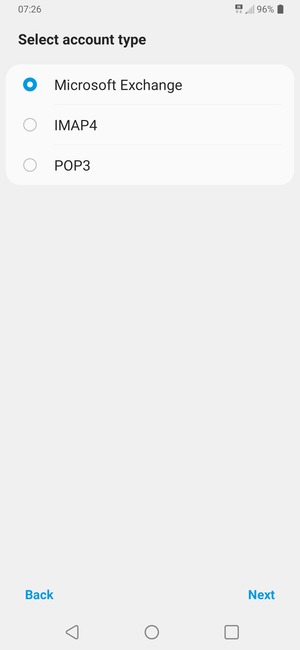 Select IMAP4 or POP3 and select Next
