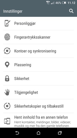 Bla til og velg Sikkerhet