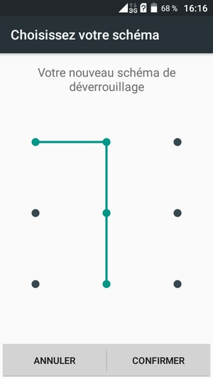 Dessinez de nouveau le schéma de déverrouillage et sélectionnez CONFIRMER