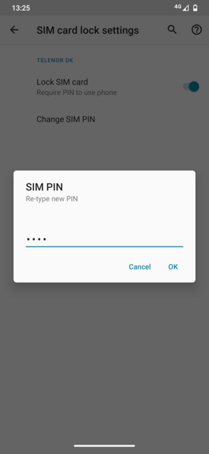 Confirm your new SIM PIN and select OK