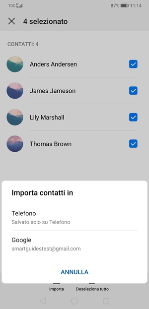 Seleziona il tuo account Google
