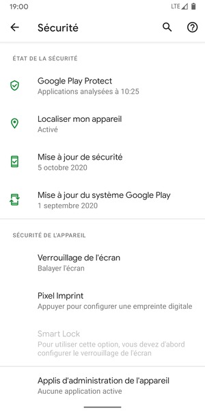 Pour activer votre écran de verrouillage, allez dans le menu Sécurité et sélectionnez Verrouillage de l'écran