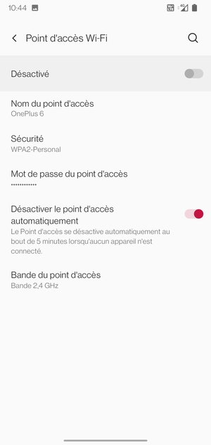 Sélectionnez Mot de passe du point d'accès