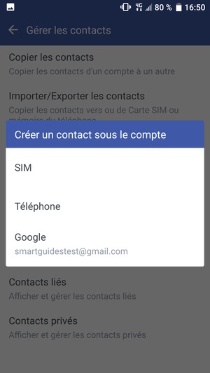 Sélectionnez Google