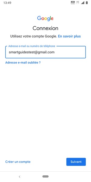 Saisissez votre adresse Gmail et sélectionnez Suivant