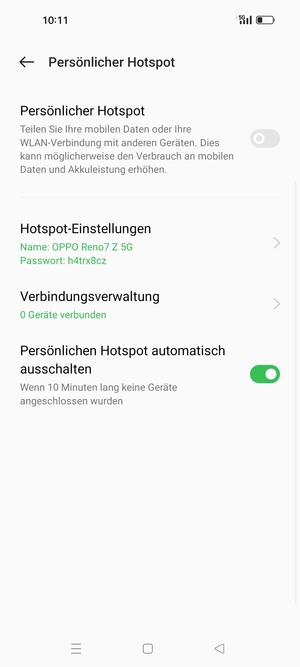 Wählen Sie Hotspot-Einstellungen