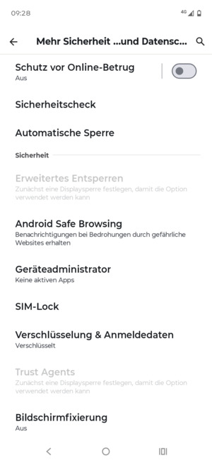 Scrollen Sie und wählen Sie SIM-Lock