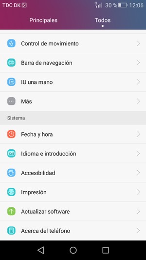 Seleccione Todos y desplácese y seleccione Actualizar software