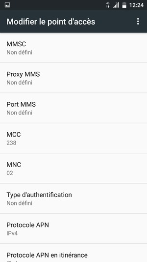 Faites défiler vers le bas et saisissez les informations MMS