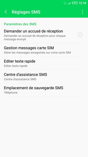 Sélectionnez Centre d'assistance SMS