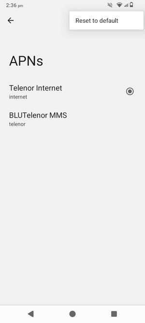 Select Reset to default