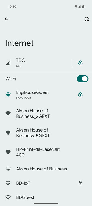 Du er nu tilsluttet Wi-Fi netværket