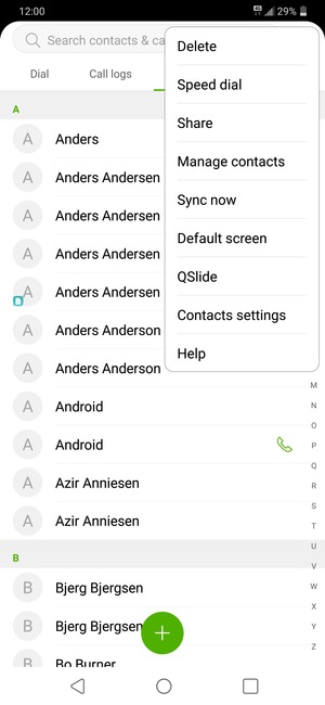 Select Manage contacts