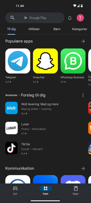 Vælg søgefeltet