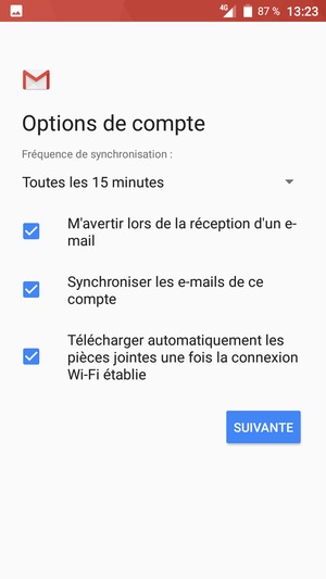 Sélectionnez SUIVANTE