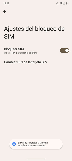 Su PIN de tarjeta SIM ha sido cambiado