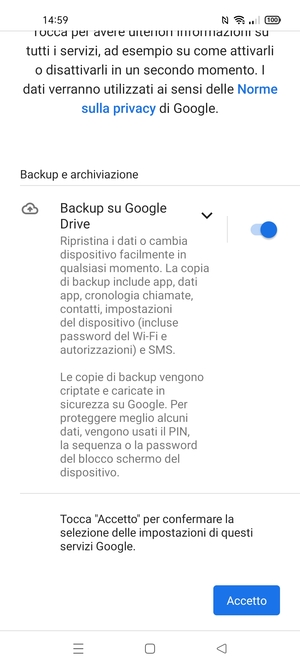 Seleziona Accetto