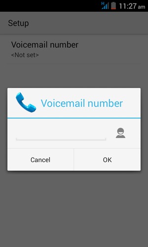 Enter the Voicemail number and select OK