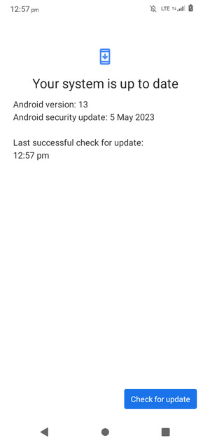 If your phone is up to date, you will see the following screen