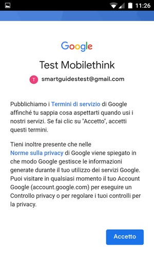 Seleziona Accetto