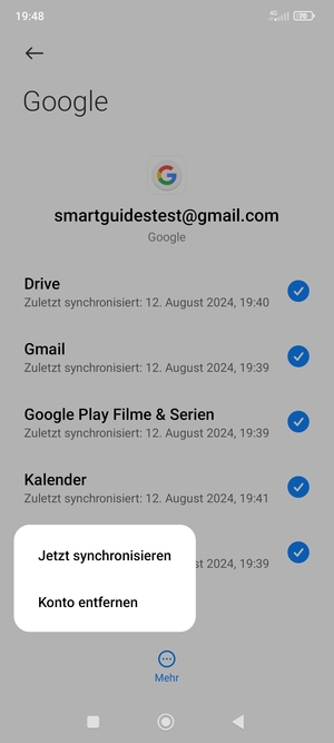 Wählen Sie Jetzt synchronisieren