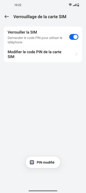 Votre code PIN de la carte SIM a été modifié