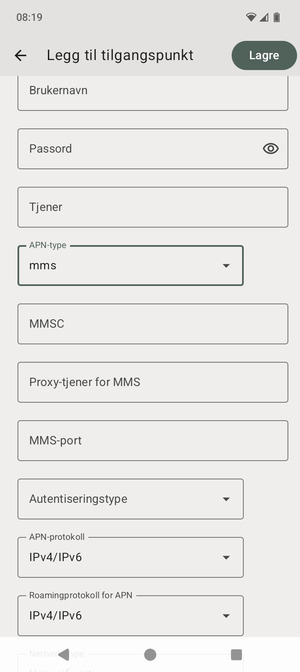 Bla ned og skriv inn MMS-informasjon