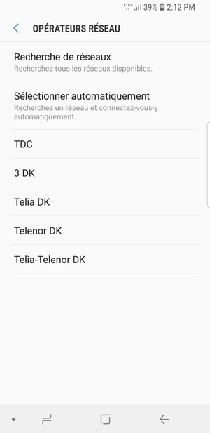 Sélectionnez un opérateur réseau dans la liste