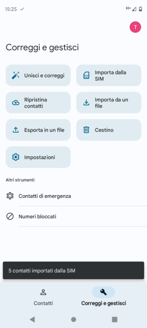 I tuoi contatti verranno salvati sul tuo account Google, e salvati sul tuo telefono la prossima volta che Google sarà sincronizzato.