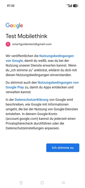 Wählen Sie Ich stimme zu