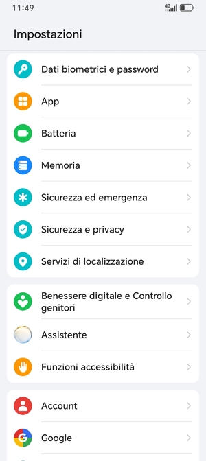 Scorri e seleziona Sicurezza e privacy