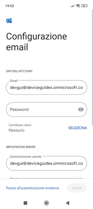 Inserisci la tua password