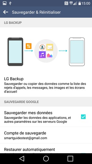 Sélectionnez Compte de sauvegarde
