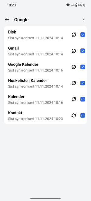 Din informasjon blir synkronisert
