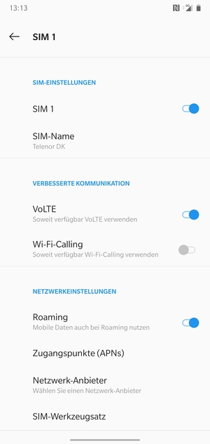 Schalten Sie Roaming an oder aus