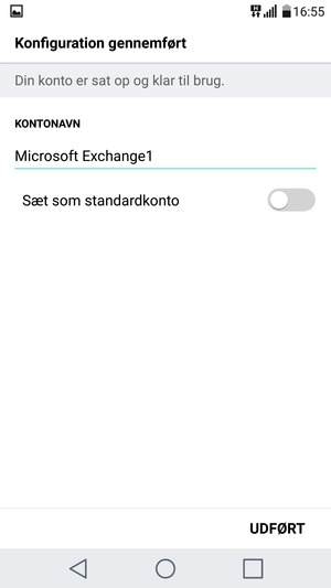 Giv din konto et navn og vælg UDFØRT