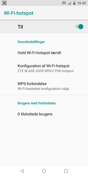 Din telefon er nu sat op til brug som modem