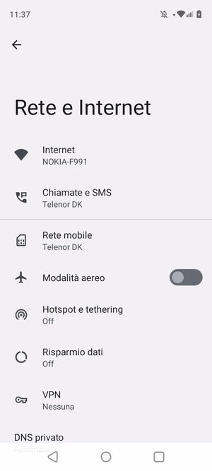 Seleziona Rete mobile