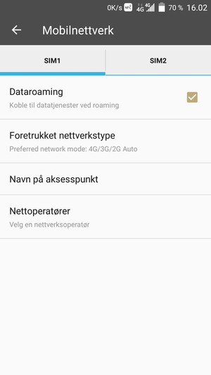 Slå Dataroaming på eller av