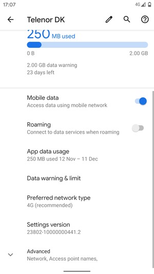 To change network if network problems occur, select Advanced