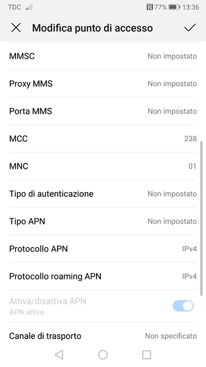 Scorri verso il basso e inserisci le informazioni di internet