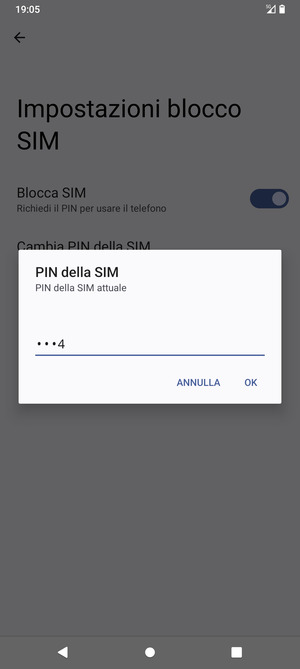 Inserisci PIN della SIM attuale e seleziona OK